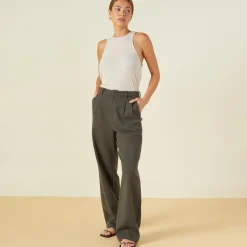 MONROW Bonded Thermal Pleated Pants KALEGREEN Best